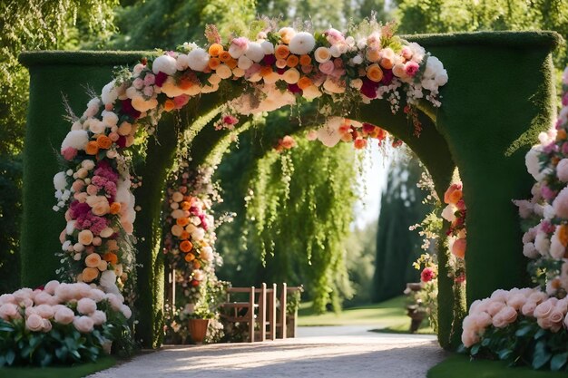 Arco con flores en el arco