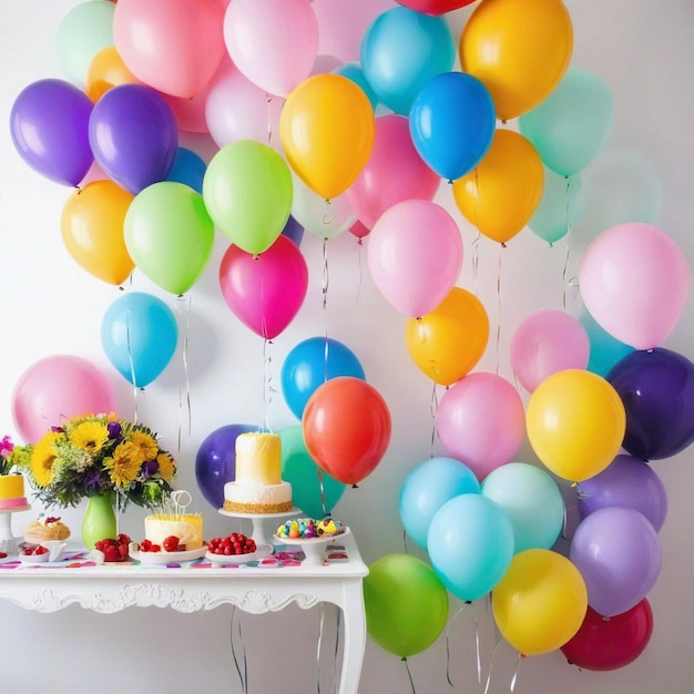 Foto arco de globos de colores en unas vacaciones