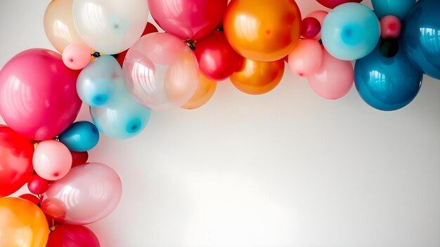 Arco de globos colorido para bodas cumpleaños o duchas de bebé con espacio de copia Concepto Decoración de bodas Fiesta de cumpleaños Espacio de copia de arco de globo de ducha de bebé