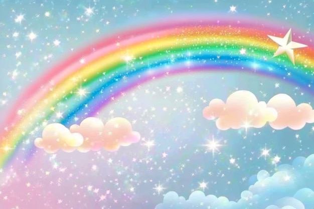 El arco iris del cielo de fantasía los cielos de las hadas los arcoirises los colores el paisaje mágico y el cielo de los sueños generan Ai