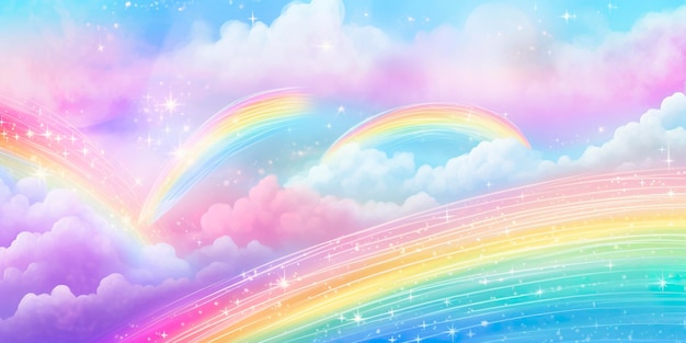 El arco iris del cielo de fantasía los cielos de hadas los colores del arco iris el paisaje mágico y el cielo de ensueño