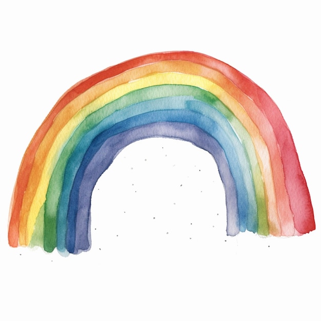 un arco iris de colores brillantes pintado en acuarela sobre un fondo blanco ai generativo
