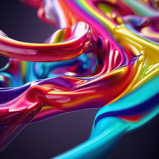 Arco iris colores realista líquido plástico dinámico fluido abstracto fondo Digital 3D ilustración