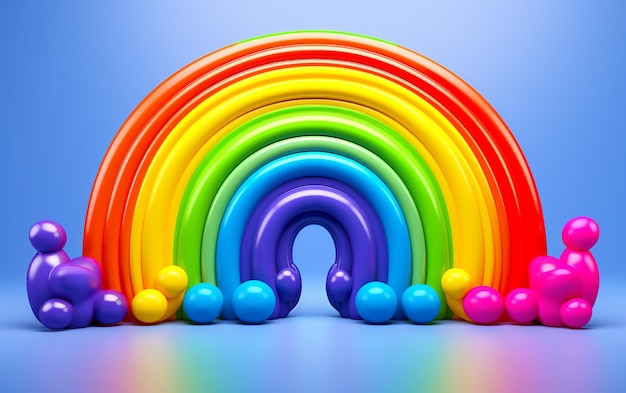 arco-íris colorido em 3D com cores de flecha no estilo de formas suaves e arredondadas zbrush