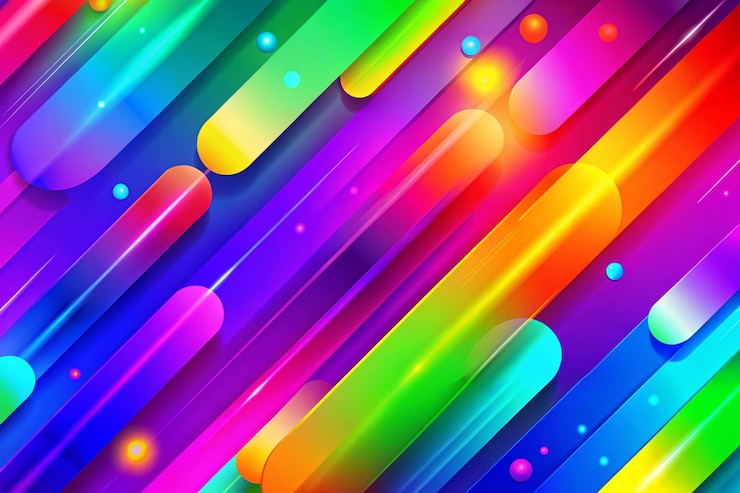 Foto un arco iris colorido se muestra con un fondo colorido