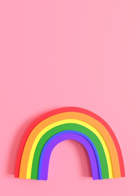 Arco-íris com cores lgbt em fundo rosa Copie o espaço para texto publicitário A comunidade LGBT inclui lésbicas, gays, bissexuais e transgêneros Amor Diversidade homossexualidade 3D render