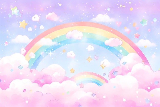 Foto arco-íris do céu da fantasia céus de fada arco-íris cores paisagem mágica e céu dos sonhos gerar ai
