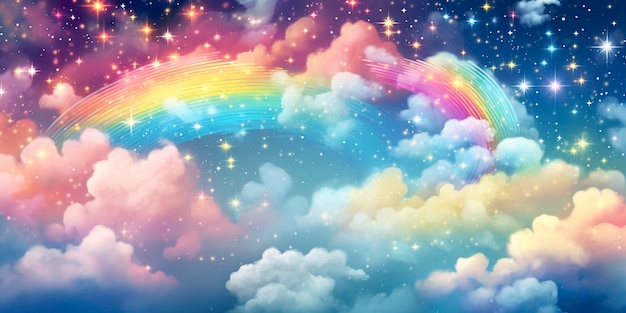 Arco-íris do céu da fantasia Céus de fada arco-íris cores paisagem mágica e céu dos sonhos Gerar Ai