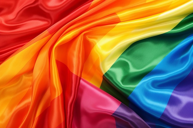 Foto arco iris formando un telón de fondo para una bandera arco iris