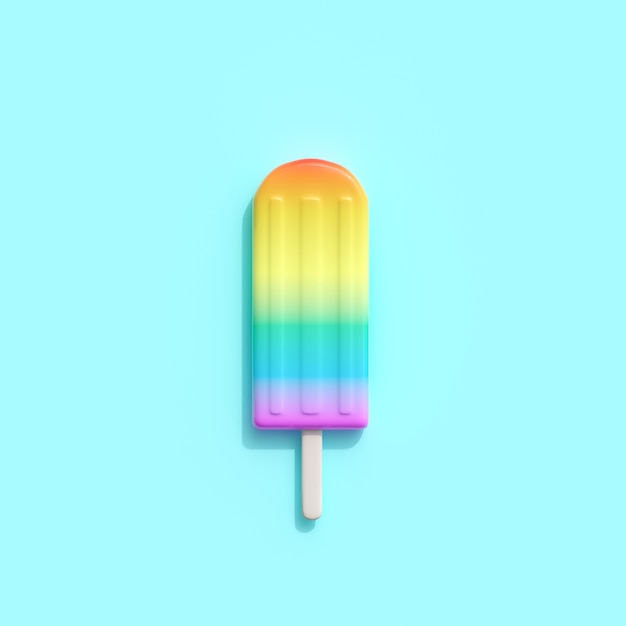 Arco iris un helado sobre fondo azul.