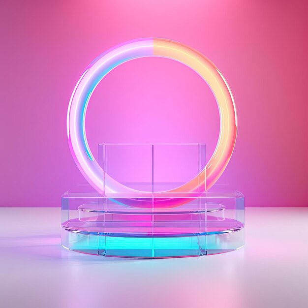 arco-íris holográfico circular luz e fundo transparente