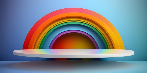 Un arco iris se muestra en una ilustración 3d.