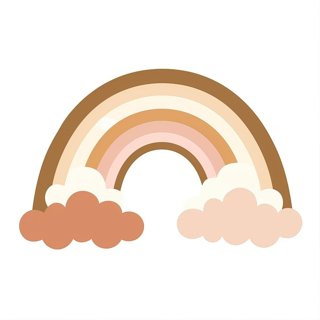 Arco iris y nubes aisladas en un fondo blanco Ilustración vectorial