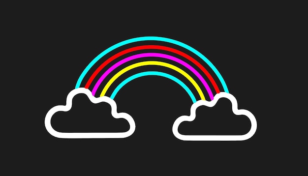 Arco iris con nubes sobre un fondo negro
