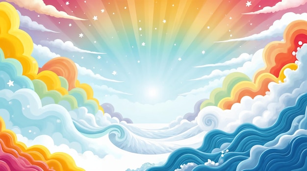 El arco iris con nubes y sol