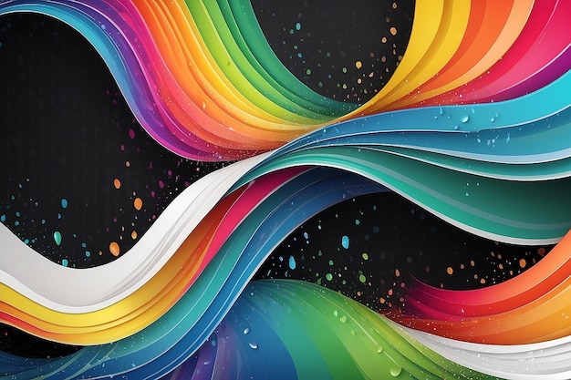 Arco-íris ondulado colorido fundo abstrato com chuva branca