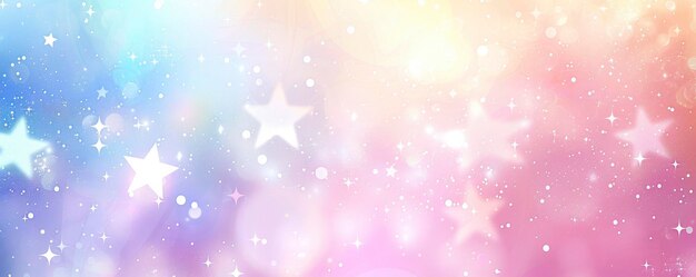 Arco-íris pastel brilhante fundo com estrelas kawaii arco-Íris fantasia padrão de céu para bonito papel de parede colorido arte fantasia