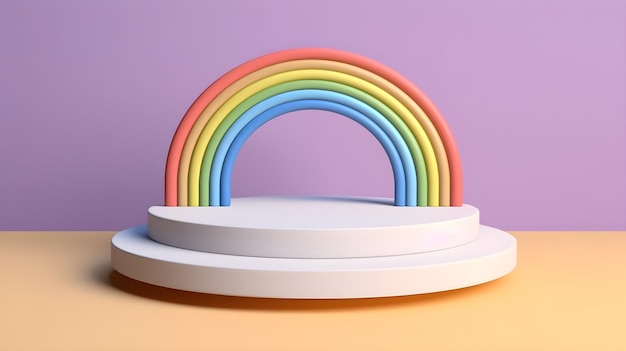 Un arco iris en un podio