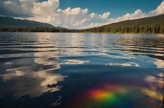 El arco iris se refleja en el lago Still