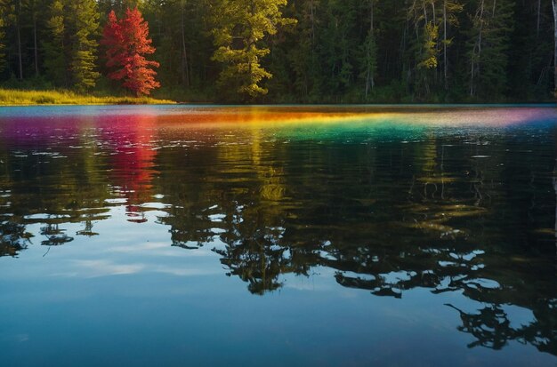 El arco iris se refleja en el lago Still