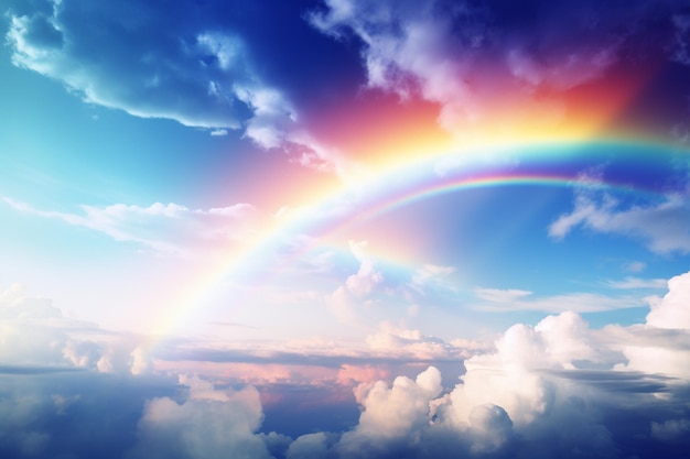 Foto un arco iris reluciente que se extiende a través del horizonte