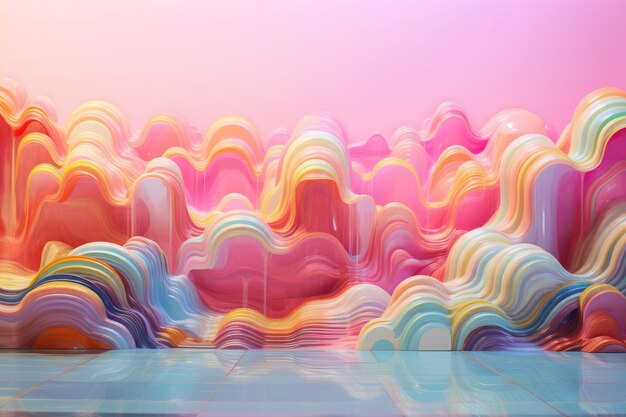 Arco-íris rosa neon fundo de onda abstrata no estilo de conjuntos cinematográficos surrealismo silenciado
