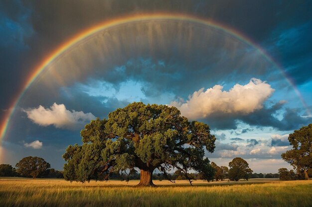 Foto el arco iris sobre el roble