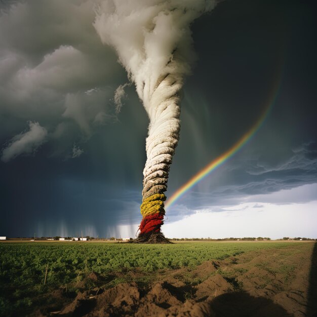 Foto un arco iris se ve desde un arcoíris en el cielo