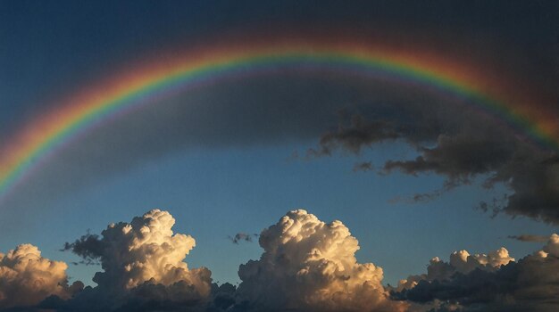 un arco iris se ve en el cielo por encima de las nubes