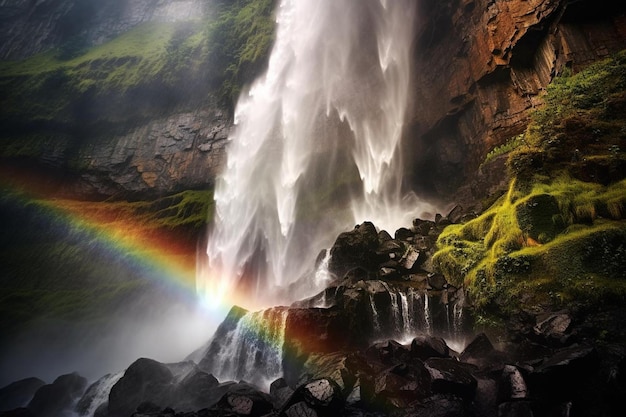 Un arco iris se ve en esta imagen.