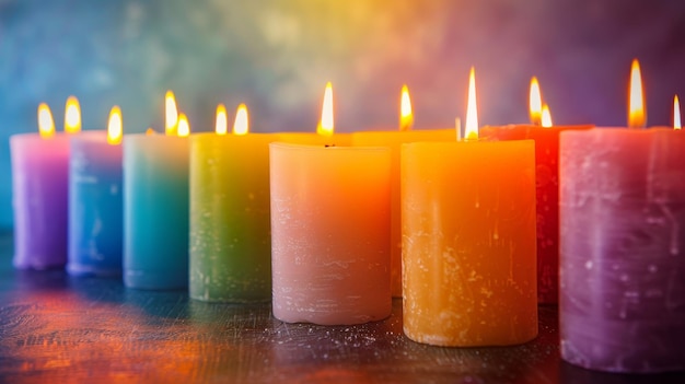 El arco iris de las velas encendidas