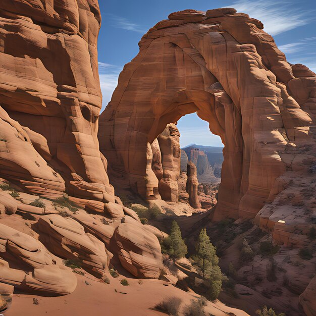 Un arco natural se ve a través de un arco natural