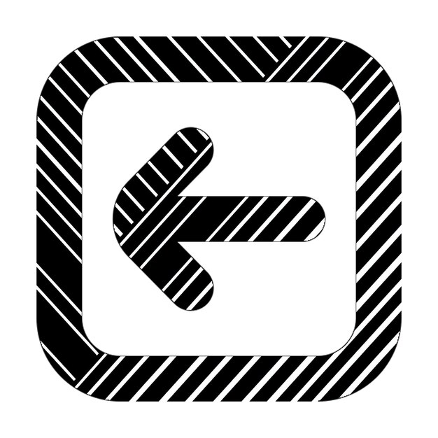 arco quadrado ícone esquerdo linhas diagonais pretas e brancas