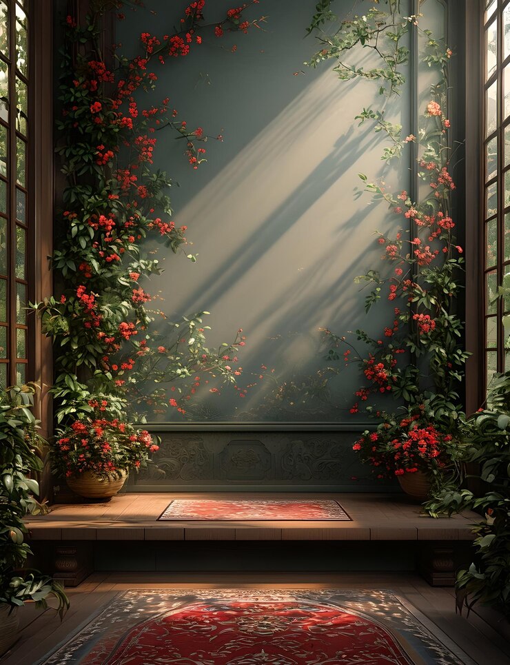 Arco romántico de rosas con luz solar perfecto para papel tapiz o diseño de fondo de la mejor calidad