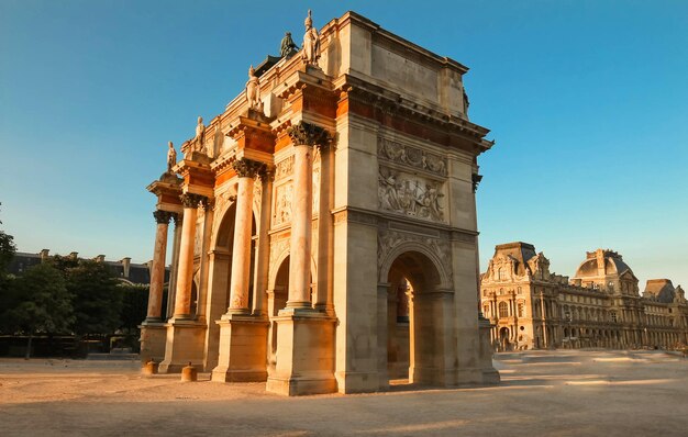 Foto el arco de triunfo de carroussel en parís francia