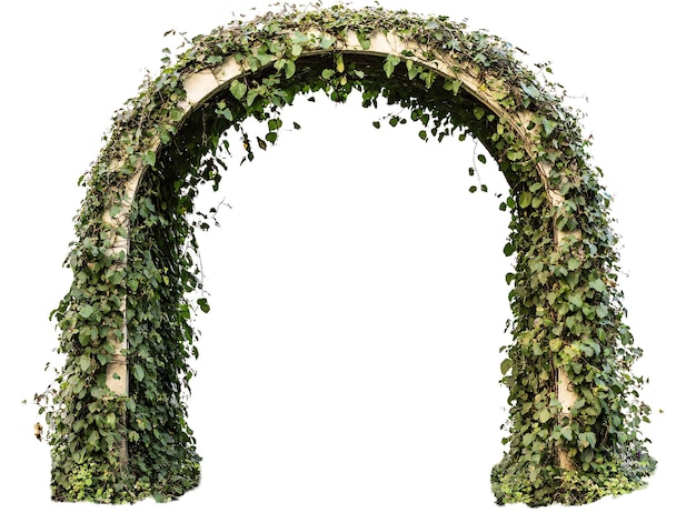 un arco verde con hiedra creciendo en él