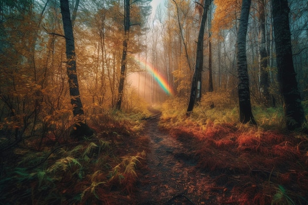 un arcoiris en el bosque