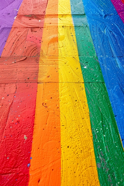 Un arcoíris pintado en una pared con una franja de arco iris