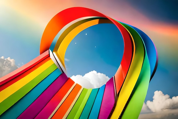 Los arcoíris se reflejan en un espejo circular.