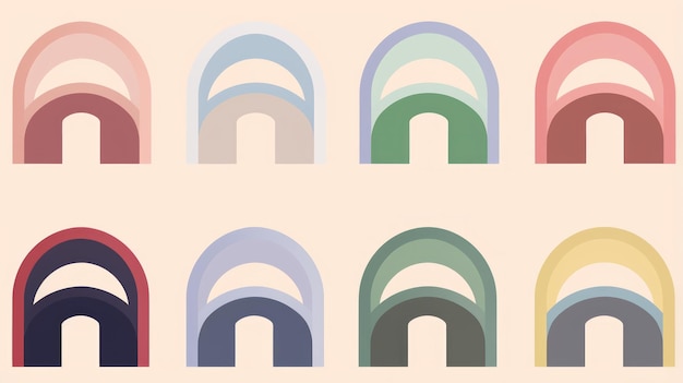 Foto arcos coloridos uma simetria distintiva do ilustrador minimalista