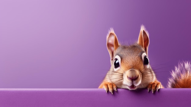 Una ardilla curiosa mirando por encima de una pared