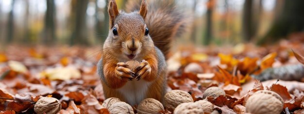 ardilla divertida con nueces