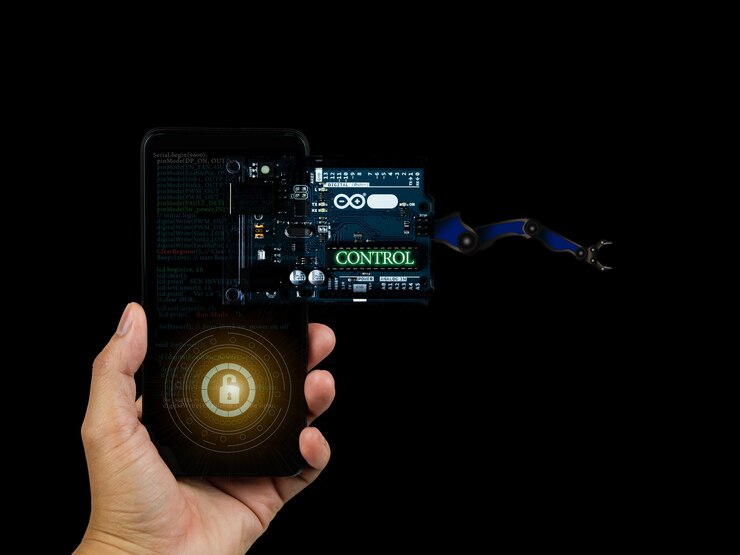Foto arduino controla foto de elemento amplio con detalles infográficos