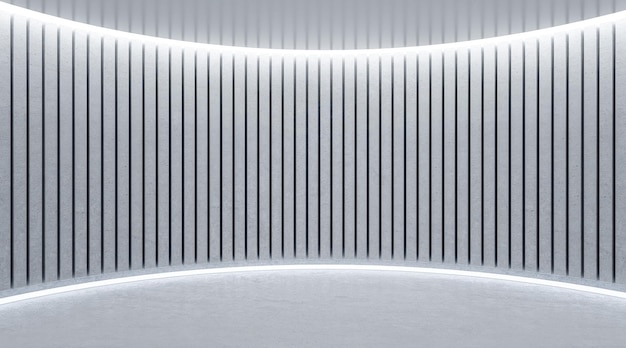 Área de salão de cor cinza claro de design futurista para apresentação de carro ou maquete de renderização 3D do produto da sua empresa
