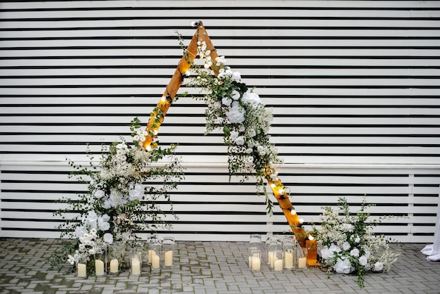 área de la foto de la decoración de la boda