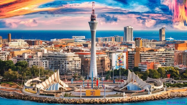 Foto Área olímpica de montjuic, barcelona, espanha