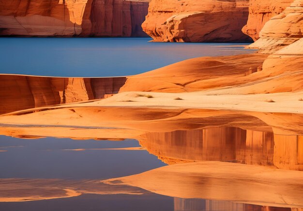 Foto Área de recreación nacional de glen canyon punto alstrom al atardecer concepto de viaje