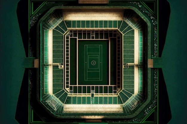 Área retangular do grande estádio de futebol vista superior generativa ai
