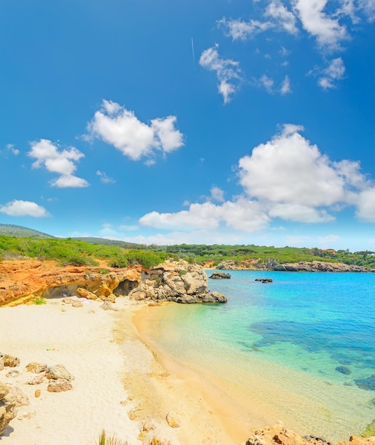 Foto areia branca à beira-mar em alghero sardinia