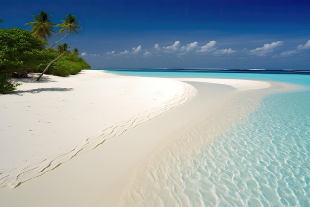 Areia branca e água pura caracterizam esta praia tropical Localização das ilhas das Maldivas